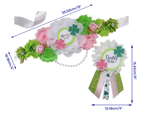 Pink and Green St Patrick's Day Gender Reveal Baby Shower Mommy to be Sash