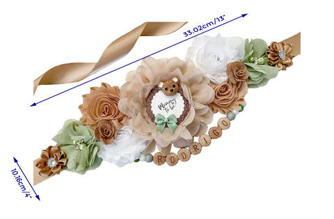 Teddy Bear Beaded "Name" Baby Shower Maternity Sash