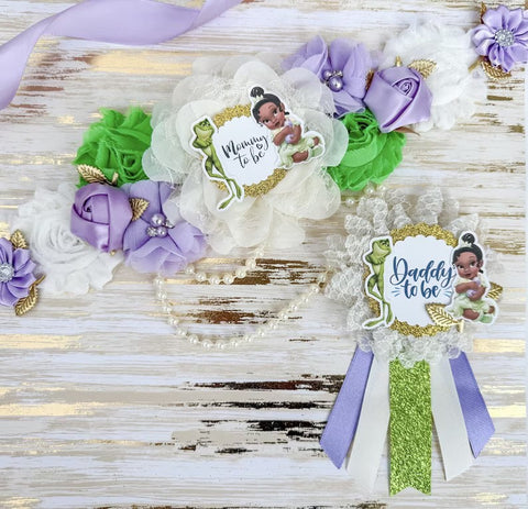 Tiana Princess Mommy to be Baby Shower Maternity Sash