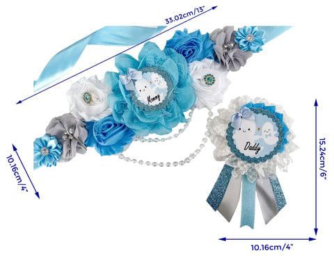 Blue A BOO is DUE Ghost Baby Shower Maternity Sash for Halloween