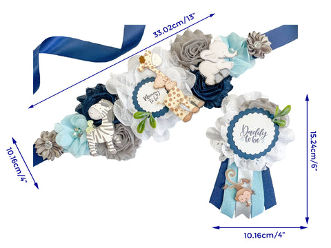 Blue Safari Mommy to be Baby Shower Maternity Sash