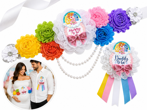 Care Bears Baby Shower Mommy to be Sash and Daddy Pin
