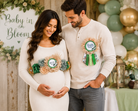 Duck Hunting Mommy to Be Sash & Daddy to Be Pin Set – Mallard Baby Shower