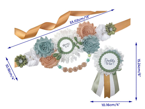 Sage Greenery Baby Name Baby Shower Maternity Sash