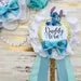 Lilo & Scrump Baby Shower Badge Set – Mommy & Daddy to Be Floral Sash & Pin with Cartoon Stitch & Teal Ribbon Accents