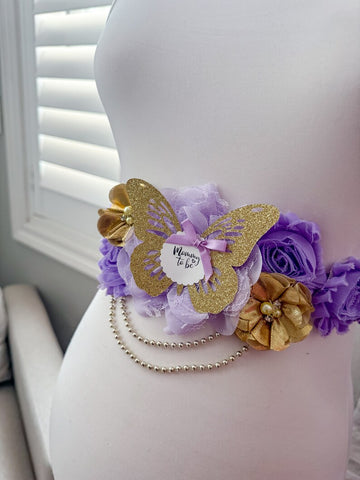 Lavender Butterfly Baby Shower Mommy to be Sash