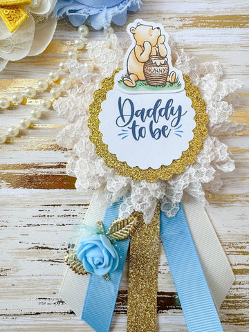 Blue Winnie The Pooh Baby Shower Mommy to be Sash