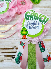 Pink Christmas Grinch Baby Shower Mommy to be Sash