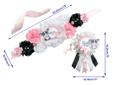 Pink Cow Baby Shower Maternity Sash