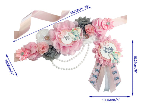 Pink Elephant Baby Shower Maternity Sash