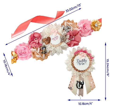 Pink Woodland Baby Shower Maternity Sash