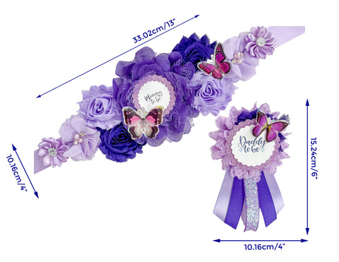 Purple Butterfly Mommy to be Baby Shower Maternity Sash