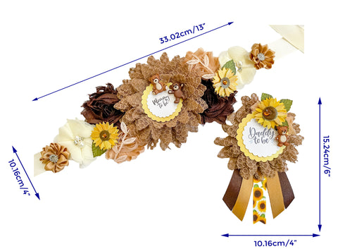 Sunflower Teddy Bear Mommy to be Baby Shower Maternity Sash