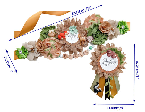 Woodland Beaded Mommy to be Baby Shower Maternity Sash