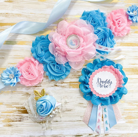 Baby Feet Gender Reveal Maternity Sash