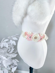 Baby Pink Ivory Maternity Sash