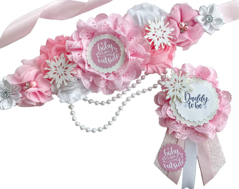 Baby its Cold Outside Mommy to be Baby Shower Maternity Sash