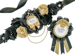 Black and Gold Prince Maternity Sash for Baby Shower