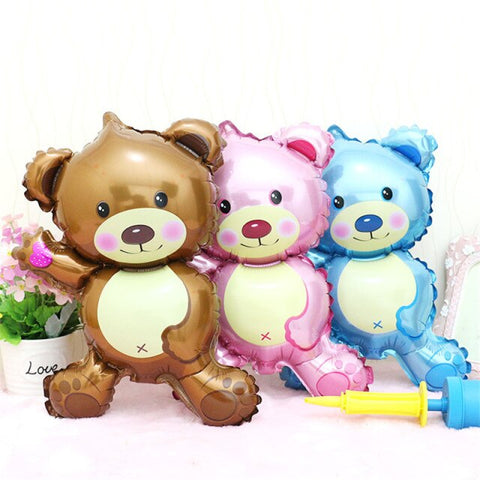 16-inch Blue, Pink and Brown Teddy Bear Mylar Balloons