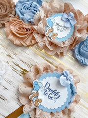 Blue Balloon Teddy Bear Maternity Sash