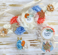 Blue Fall Truck Baby Shower Maternity Sash