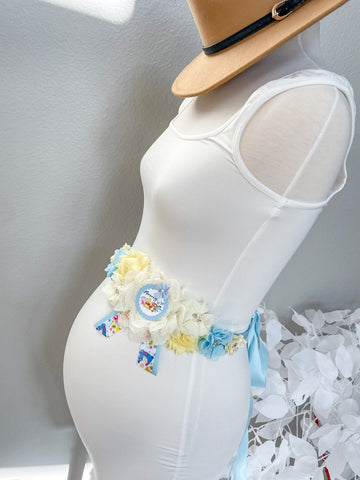 Blue Winnie the Pooh Baby Shower Maternity Sash