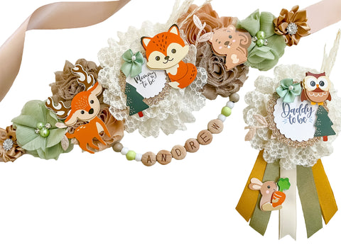 Boho Woodland Beaded Baby Shower Mommy to be Maternity Sash