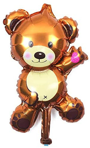 16-inch Blue and Brown Teddy Bear Mylar Balloons