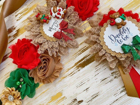 Holiday Teddy Bear Maternity Sash