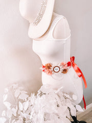 Coral Burnt Orange Feathered Maternity Sash