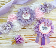 Lavender Butterfly Maternity Sash