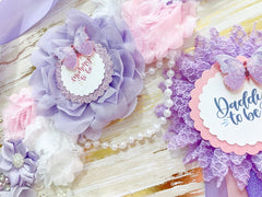 Lavender Butterfly Maternity Sash