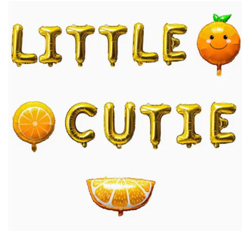 Orange 'A Little Cutie' Baby Shower Balloons for Party Decor