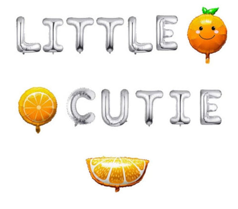 Orange 'A Little Cutie' Baby Shower Balloons for Party Decor