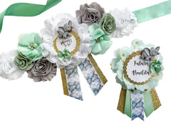 Greenery Panda Maternity Sash for Baby Shower