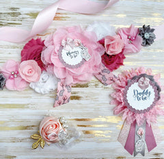 Pink Elephant with Balloons Maternity Sash