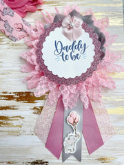 Pink Elephant with Balloons Maternity Sash