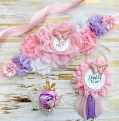 Pink and Purple Butterfly Maternity Sash