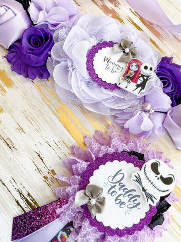 Purple Jack and Sally Maternity Sash