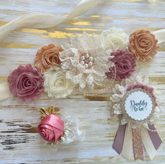 Rose and Ivory Maternity Sash