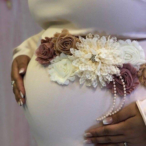 Rose and Ivory Baby Shower Maternity Sash
