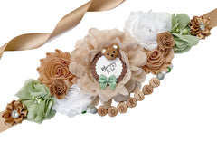 Teddy Bear Beaded "Name" Baby Shower Maternity Sash