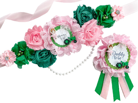 Tractors or Tutus Gender Reveal Baby Shower Maternity Sash