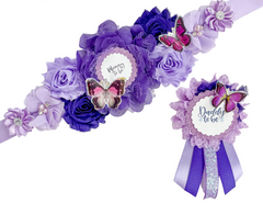 Purple Butterfly Baby Shower Mommy to be Sash