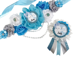 Blue A BOO is DUE Ghost Baby Shower Maternity Sash for Halloween