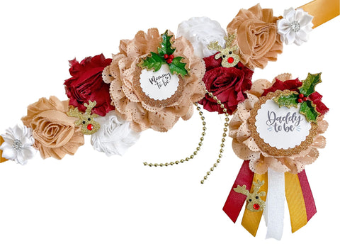 Gold Deer Mom to be Baby Shower Maternity Sash