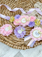 Purple Pink and Gold Butterfly Baby Shower Maternity Sash