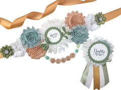 Sage Greenery Baby Name Baby Shower Maternity Sash