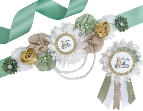 Classic Winnie the Poo Mommy to be Baby Shower Maternity Sash