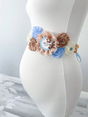 Brown Teddy Bear Baby Shower Maternity Sash